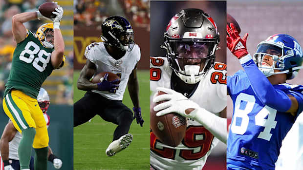 Packers tight end Luke Musgrave, Ravens receiver Zay Flowers, Bucs running back Rachaad White and Giants receiver Jalin Hyatt